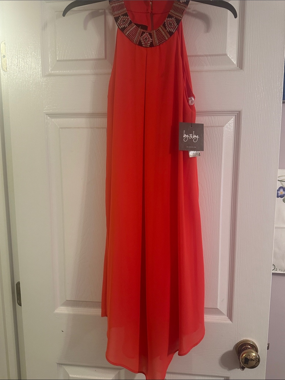 Beaded Halter Orange asymmetrical Dress